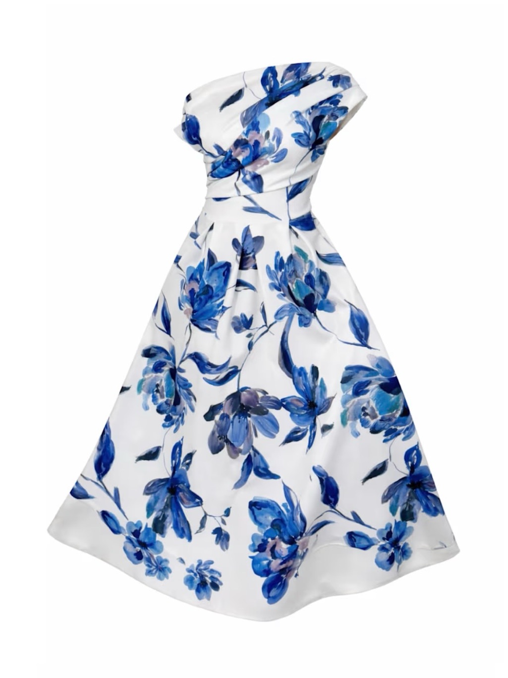Betty Asymmetric Floral Print Midi Dress Blue By: Girl In Mind